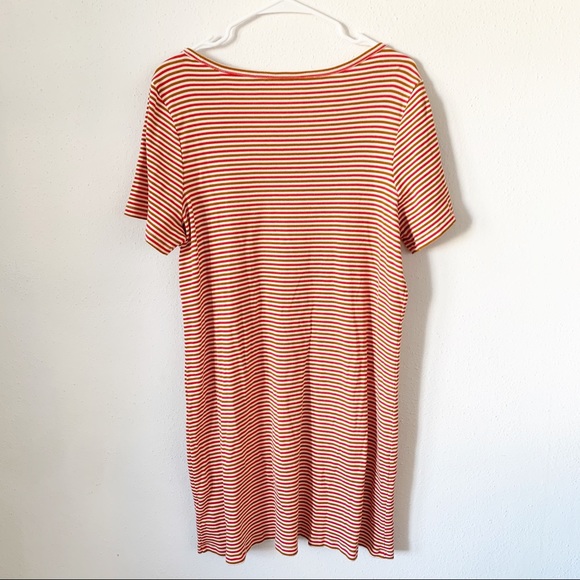Madewell Swingy Tee Dress in Pink/Brown Stripe XL - Picture 6 of 7